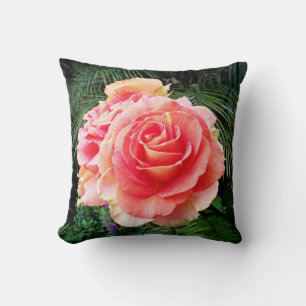 Pink rose flower close-up photo bold modern simple throw pillow