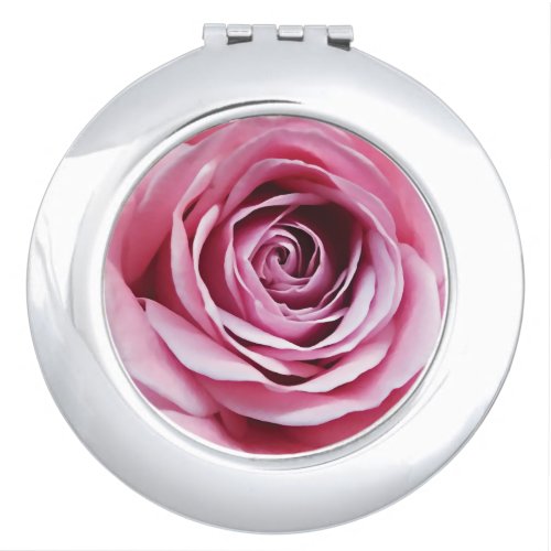 Pink rose flower closeup detail compact mirror