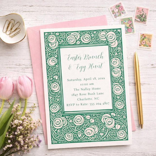 Pink Rose Flower Easter Brunch Invitation (Creator Uploaded)