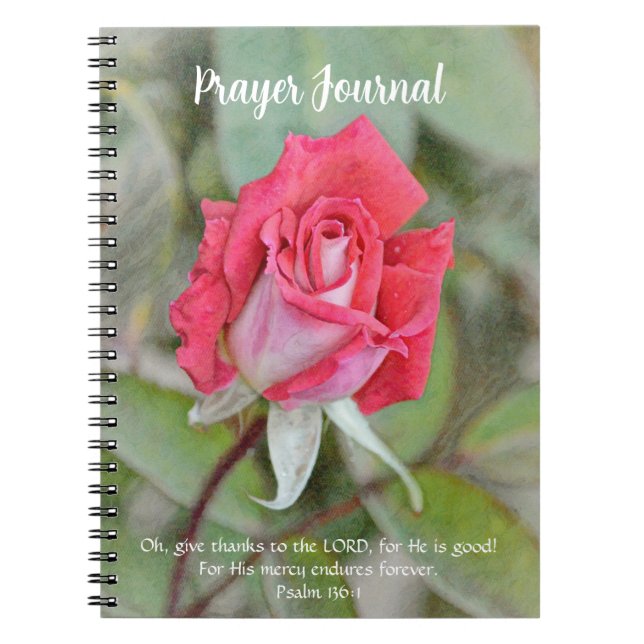 Pink Rose Flower Faith Prayer Journal (Front)