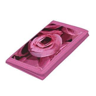 Pink Rose Flower Floral Abstract Trifold Wallet