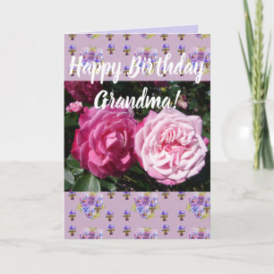 Pink Rose Flower Floral Birthday Grandma art Card
