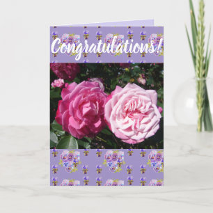 Pink Rose Flower Floral Conrgatulations art Card