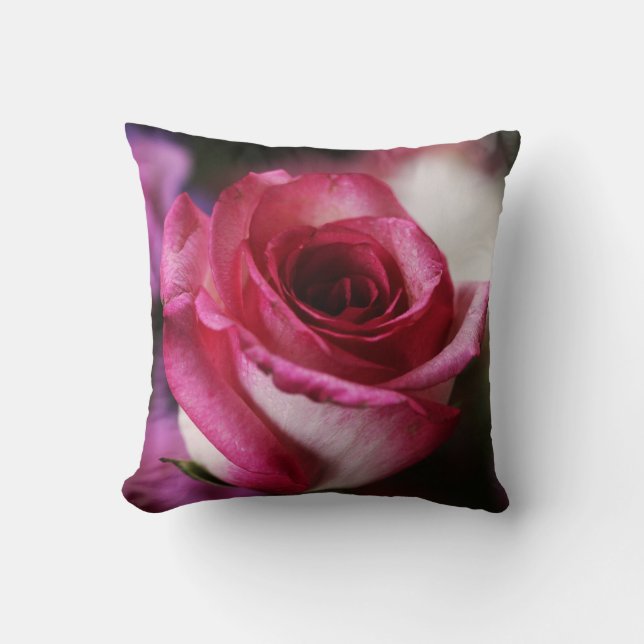 Pink Rose Flower Floral Pillow (Front)