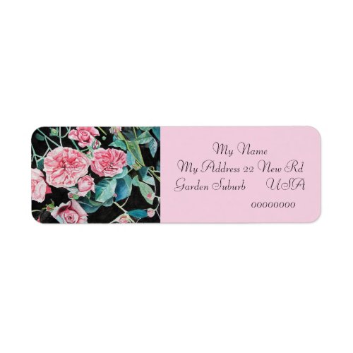 Pink Rose Flower Floral Return Address Labels