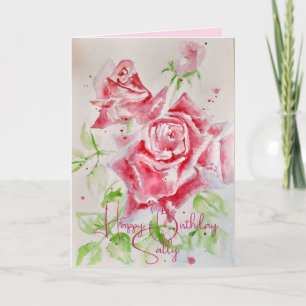 Pink Rose Flower Floral Roses Card Customizable