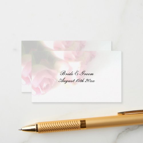 Pink rose flower floral theme wedding enclosure card