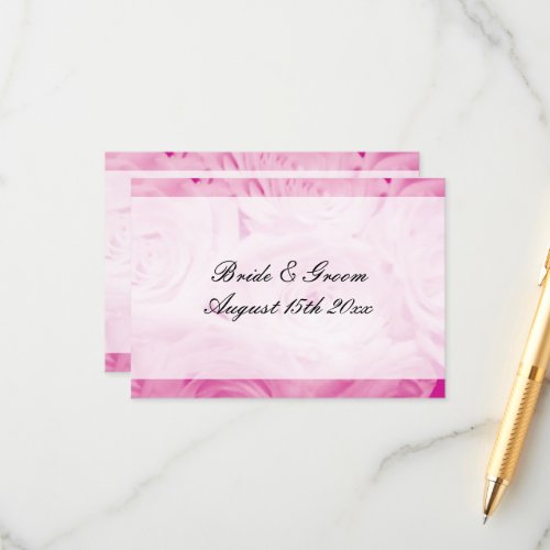 Pink rose flower floral theme wedding suite enclosure card