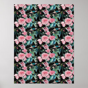 Pink Rose flower flowers Shabby Chic Poster
