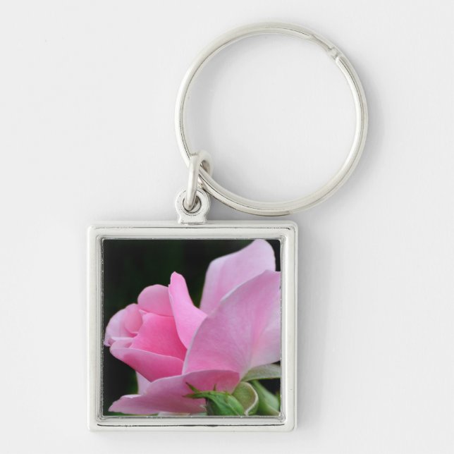 Pink Rose Flower Keychain (Front)