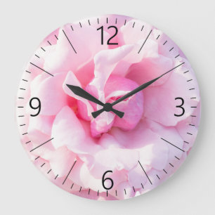 Pink rose flower large clock