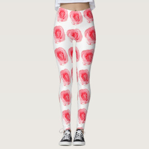 Pink Rose Flower Leggings