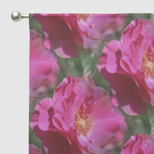Pink Rose Flower Pattern Nature  Sheer Curtains (Pocket)
