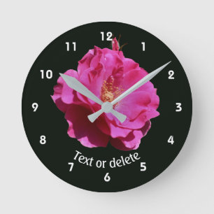 Pink Rose Flower Personalized Round Clock