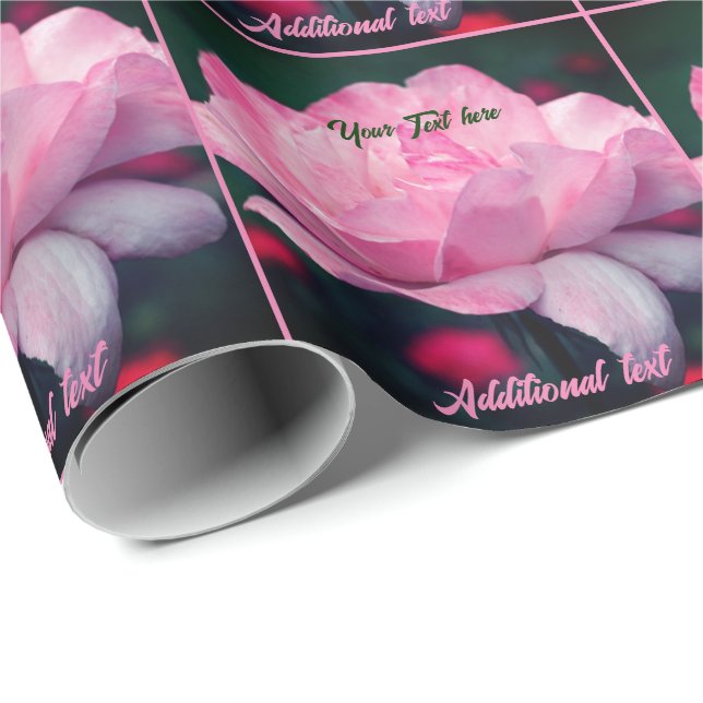 Pink Rose Flower Personalized  Wrapping Paper (Roll Corner)