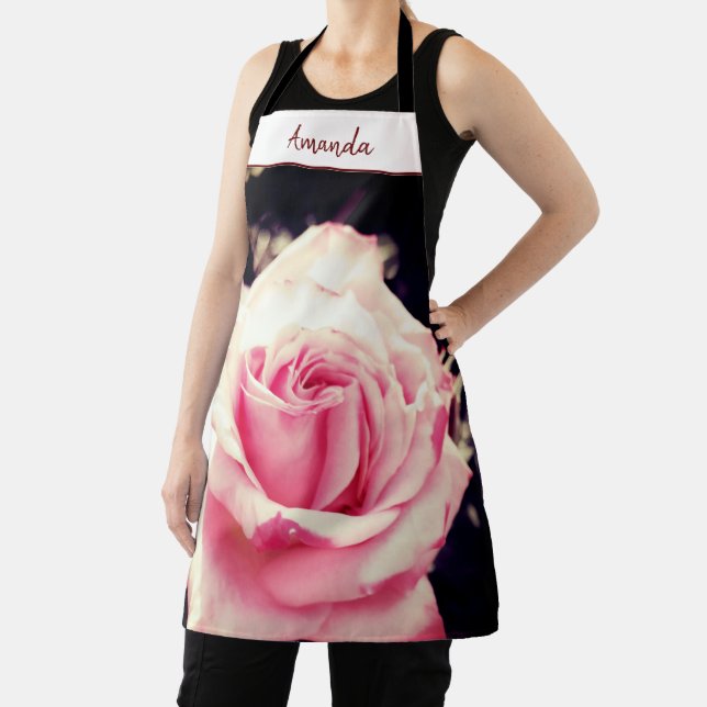 Pink Rose Flower Photo Best Grandma Script Apron (Insitu)