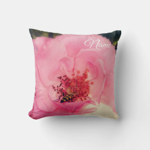 Pink Rose Flower Photo Perconalized Cusion Throw Pillow