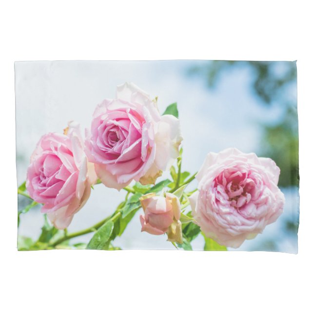Pink rose flower pillow case (Front)