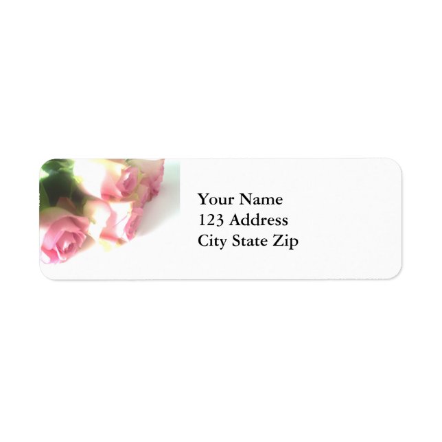 Pink rose flower return address labels (Front)