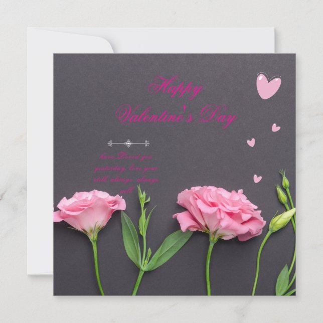 Pink Rose Flower -Romantic Valentine’s Card (Front)