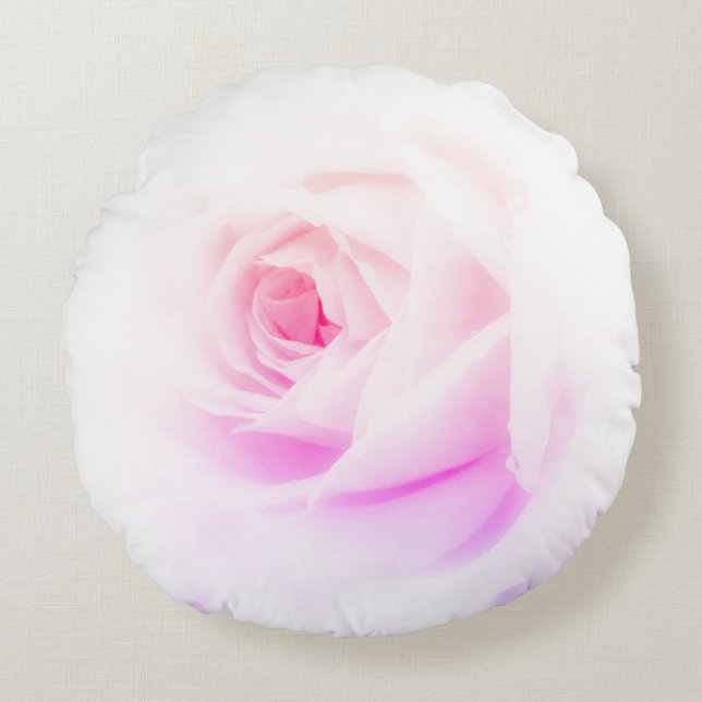 Pink rose flower round pillow (Front)