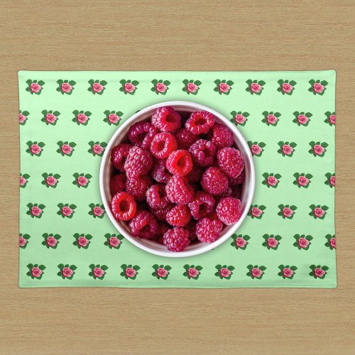 Pink Rose Flower Seamless Pattern on Light Green Cloth Placemat
