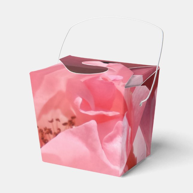 Pink Rose Flower Take Out Favor Box (Front Side)