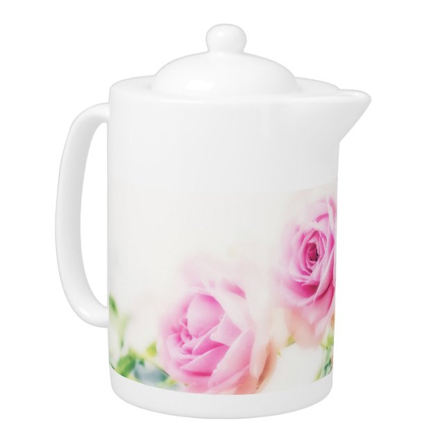 Pink rose flower teapot (Left)