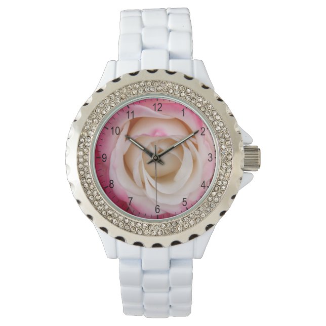 Pink rose flower watch (Front)