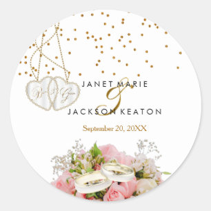 Pink Rose Flower - Wedding Classic Round Sticker