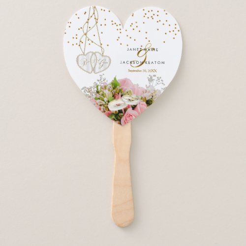 Pink Rose Flower Wedding Hand Fan