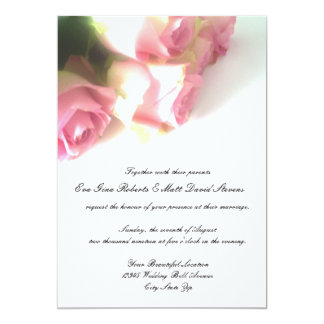 Pink rose flower wedding invitations
