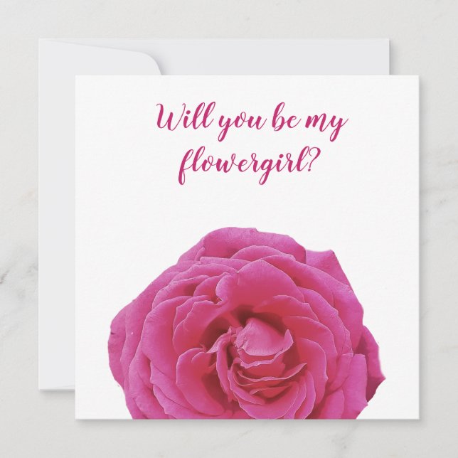 Pink Rose Flower ,  Will you be my flowergirl card (Front)