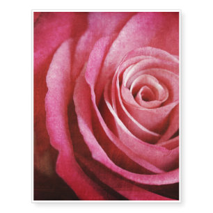 Pink Rose Flower with Grunge Texture Temporary Tattoos