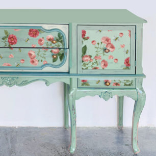 Pink Rose Flowers and Bees Vintage Floral Tissue Paper