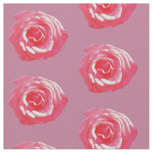 Pink rose flowers Custom Cotton Twill Fabric
