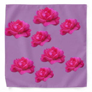 Pink rose flowers in purple background bandanas