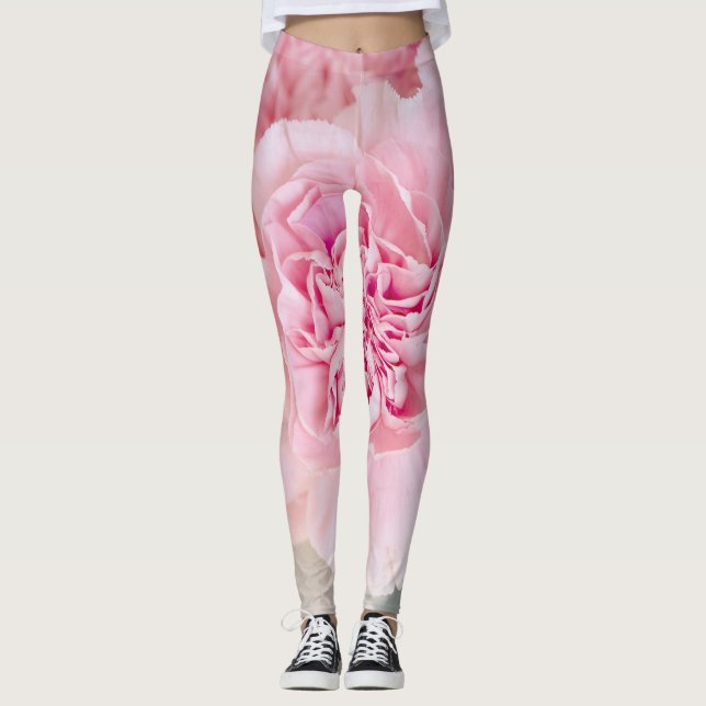 Pink Rose Flowers Leggings (Front)