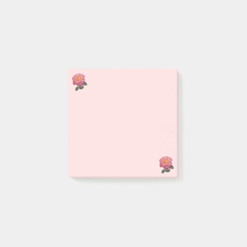 Pink Rose Flowers on Pink Post_it Notes