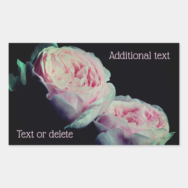 Pink Rose Flowers Personalized Rectangular Sticker (Front)