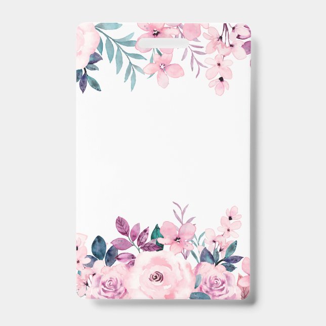 Pink Rose Flowers Spring Floral Beautiful Design Badge (Front)