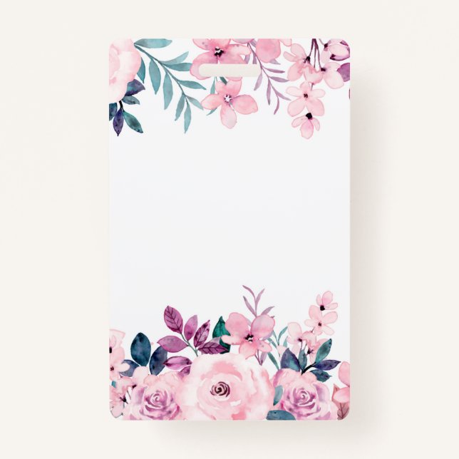 Pink Rose Flowers Spring Floral Beautiful Design Badge (Front)