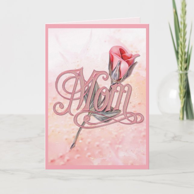 Pink Rose for Mom Card (Front)
