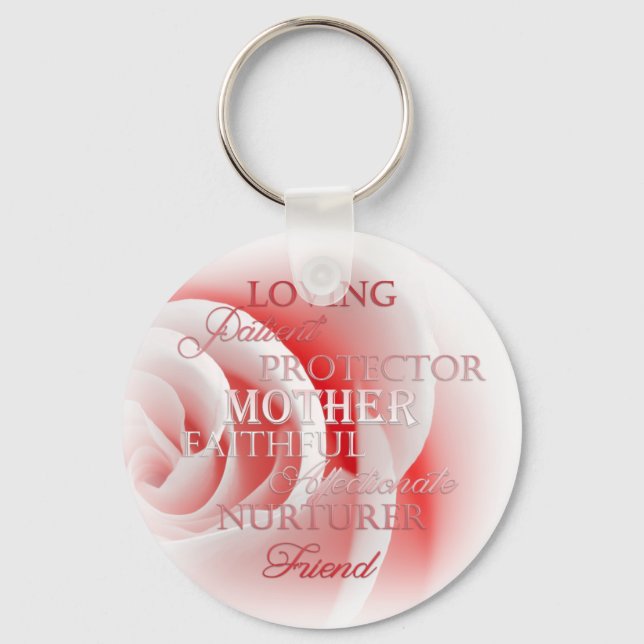 Pink Rose for Mom Keychain (Front)