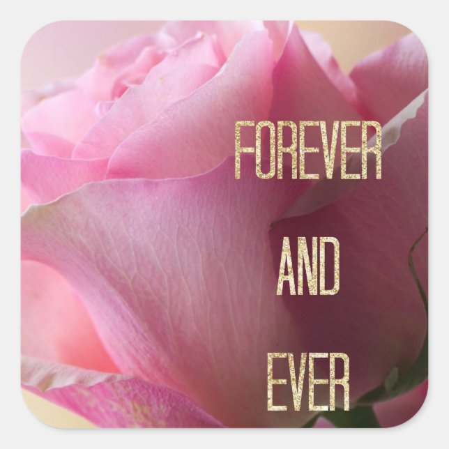 Pink Rose Forever Wedding Envelope Seal Stickers (Front)