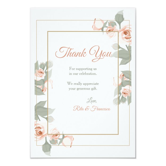 Pink Rose Frame Thank You Card | Zazzle.com