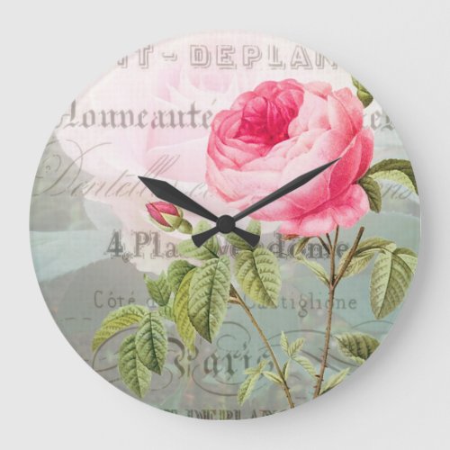 Pink Rose French Accent Clock