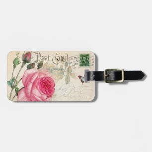 Pink Rose French Accent Luggage Tag