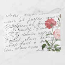 Pink Rose French Postcard Hors d'Oeuvres Tray