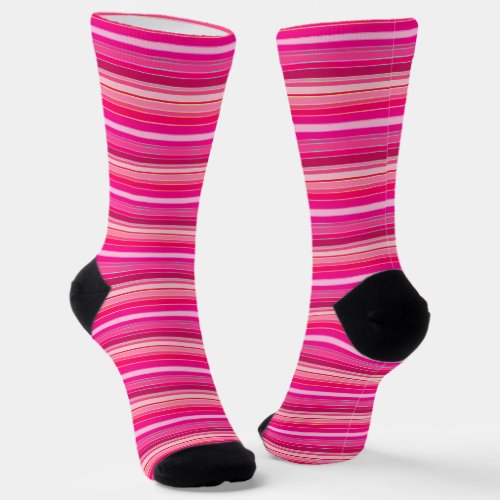 Pink Rose Fuscia Flamingo Stripes Colorful Fun Socks